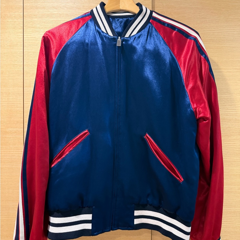 Gucci Blue and Red Varsity Bomber Jacket